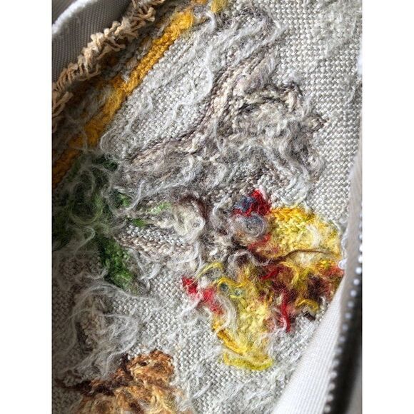 Vintage Embroidery Needlepoint Pillow Case Butterfly Flowers - Picture 9 of 10